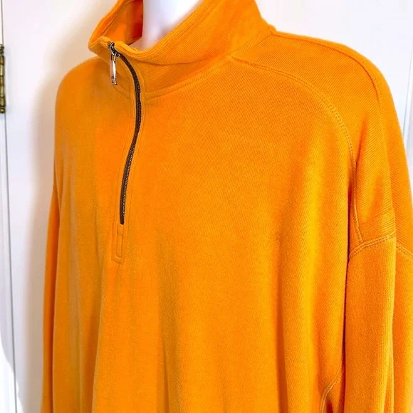 Tommy Bahama 1/4 Zip Cotton Pullover Henley Soft Orange Jersey XXL - Picture 9 of 11